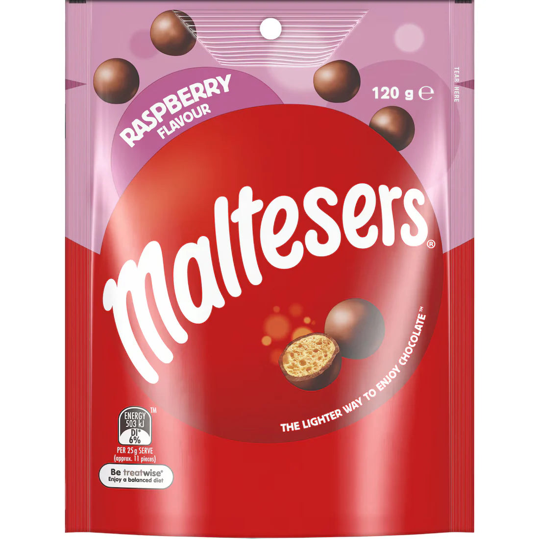 Maltesers Raspberry Milk Chocolate Snack & Share Bag 120g Australia