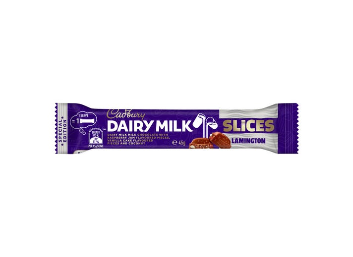 Cadbury Dairy Milk Slices Lamington 45g Australia