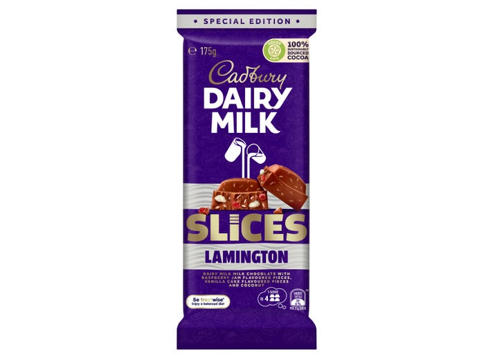 Cadbury Dairy Milk Slices Lamington 175g Australia